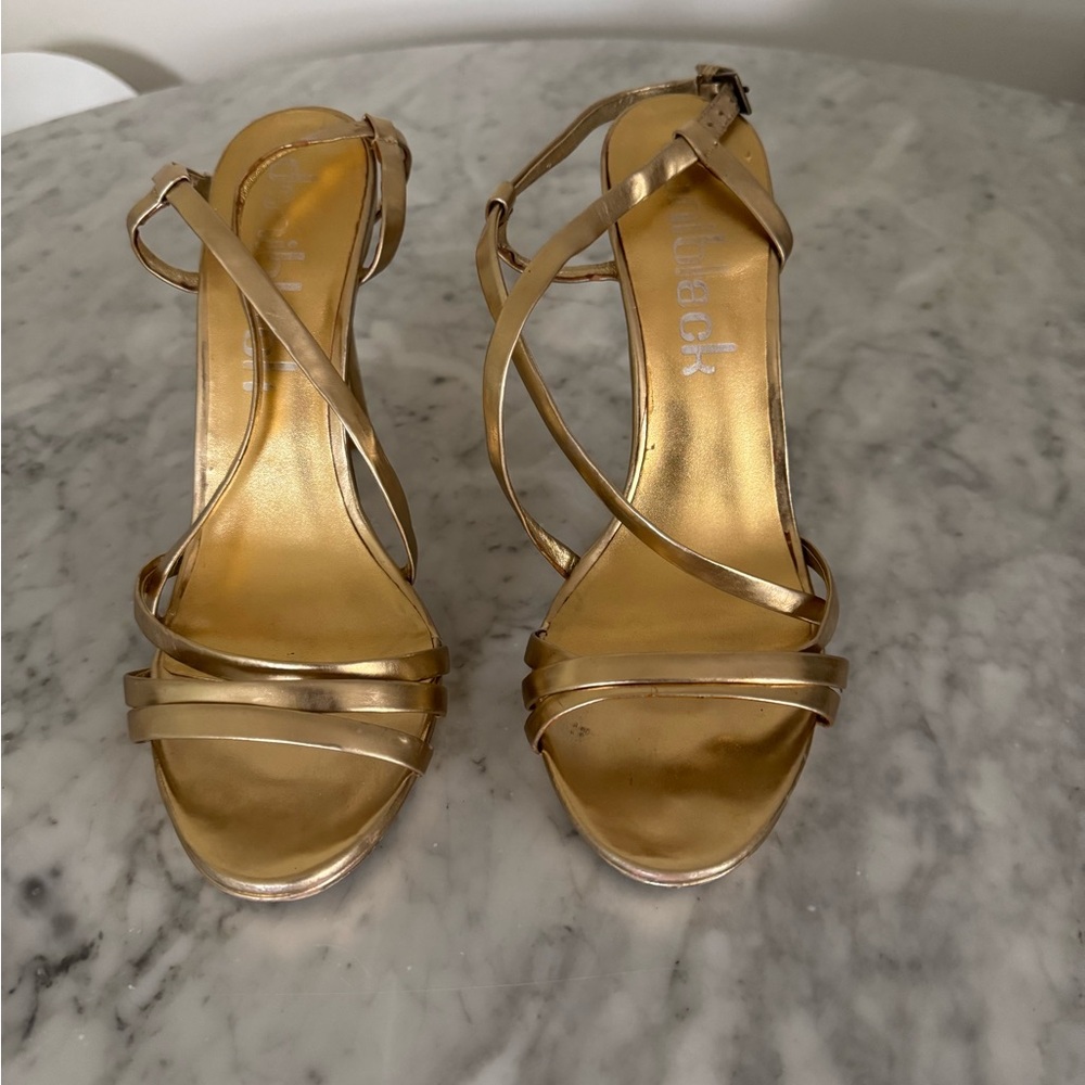 Dani Black - Elegant Gold Strappy Heels 8.5